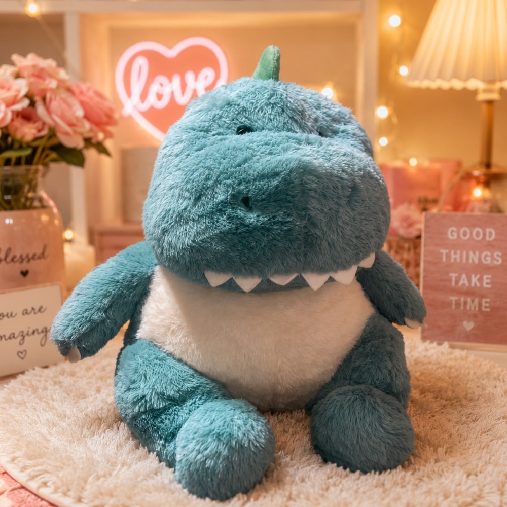 Miniso Teal Dinosaur Stuffed Toy - Soft Cuddly Baby Plush 18” NWT
